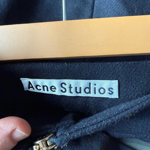 ACNE STUDIOS - Dark Blue Zip Front Prisca Wool PAW16 Skirt - Women's Size 36 - Picture 4 of 6